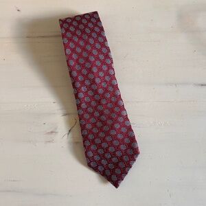 Ermenegildo Zegna Neck Tie Red | Blue Gray oval | Italy 100% Woven Silk 60X3